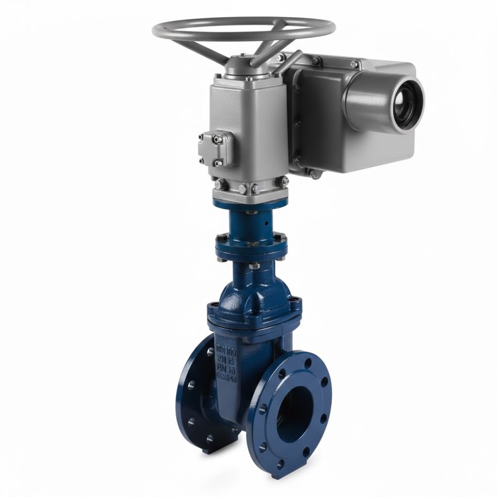 Задвижка GROSS DN100 PN 10/16 фланцевая с обрезиненным клином с электроприводом ГЗ короткая купить по выгодным ценам | Хопер Сталь