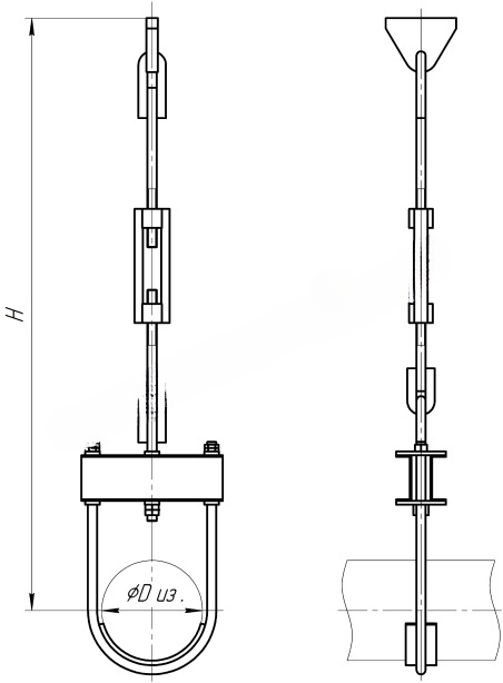 Опора Т24.29 Ду 377 мм подвесная жесткая купить по выгодным ценам | Хопер Сталь