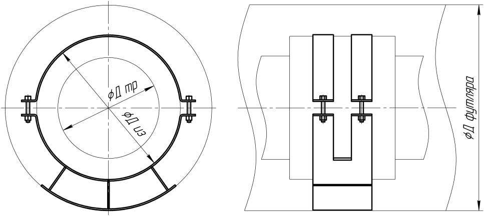 Скользящая хомутовая опора 313.ТС-008.012.600/800 для футляров купить по выгодным ценам | Хопер Сталь