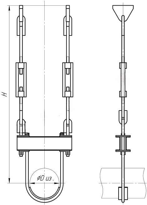 Опора Т25.28 Ду 630 мм подвесная жесткая купить по выгодным ценам | Хопер Сталь