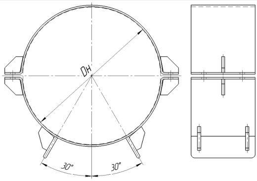 Опора Дн 630 СК 2410-94-13 М-6 подвижная/неподвижная корпусная хомутовая купить по выгодным ценам | Хопер Сталь
