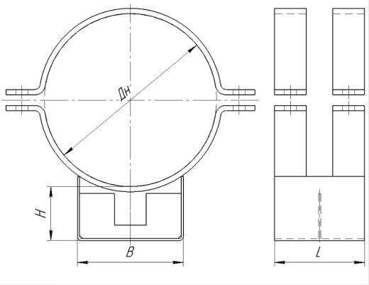 Корпусные хомутовые опоры 76-КХ-А12 купить по выгодным ценам | Хопер Сталь