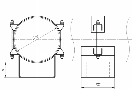 Опоры скользящие бугельные ТС-627.00.000-38 купить по выгодным ценам | Хопер Сталь